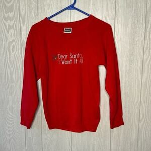 Dear Santa I want‎ it All red sweatshirt Vintage on Hanes Made in USA tag small